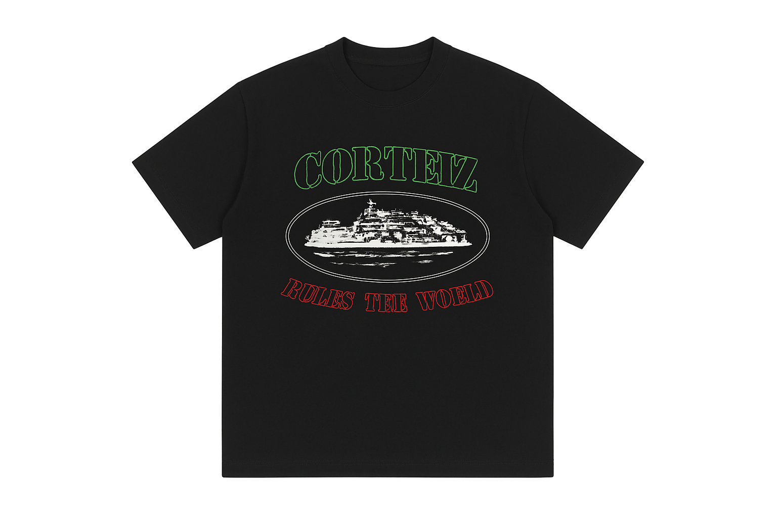 T-shirt Corteiz OG Alcatraz Italia Rules the world - Nera - Urban Cult