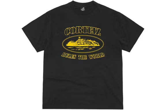 T-shirt Corteiz OG Alcatraz Rules The World - Nero/Giallo - Urban Cult