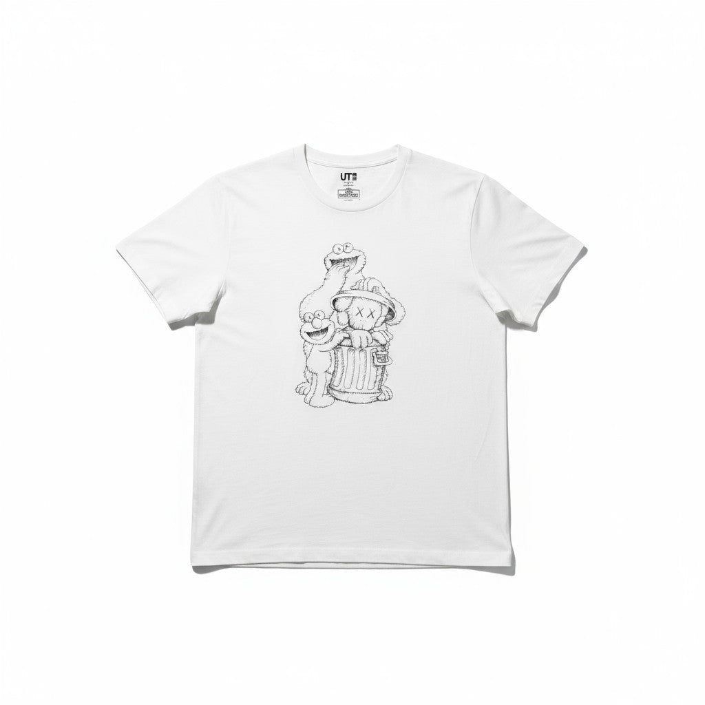 KAWS x Uniqlo Sesame Street Companion Outline T-shirt - Bianco - Urban Cult