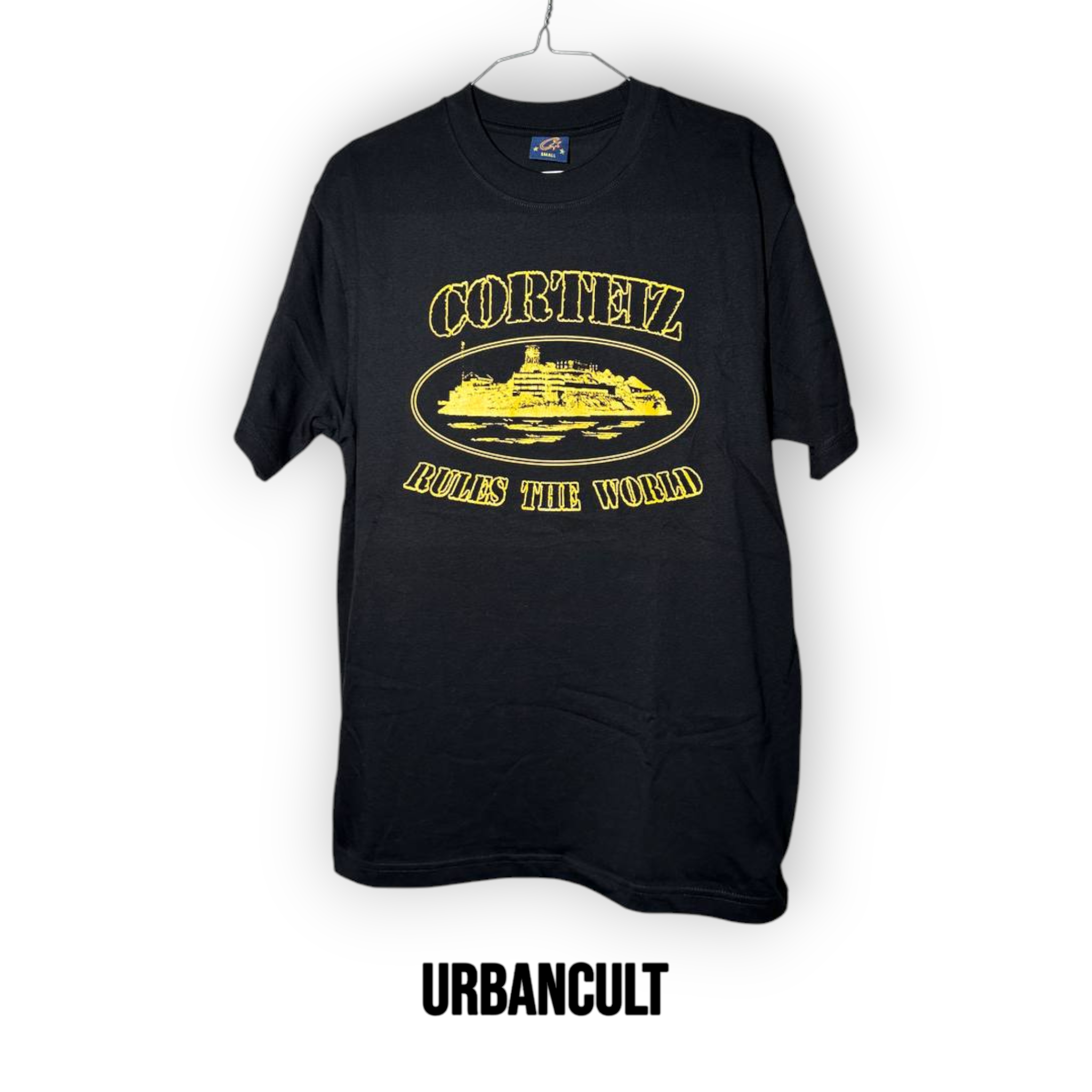 T-shirt Corteiz OG Alcatraz Rules The World - Nero/Giallo - Urban Cult