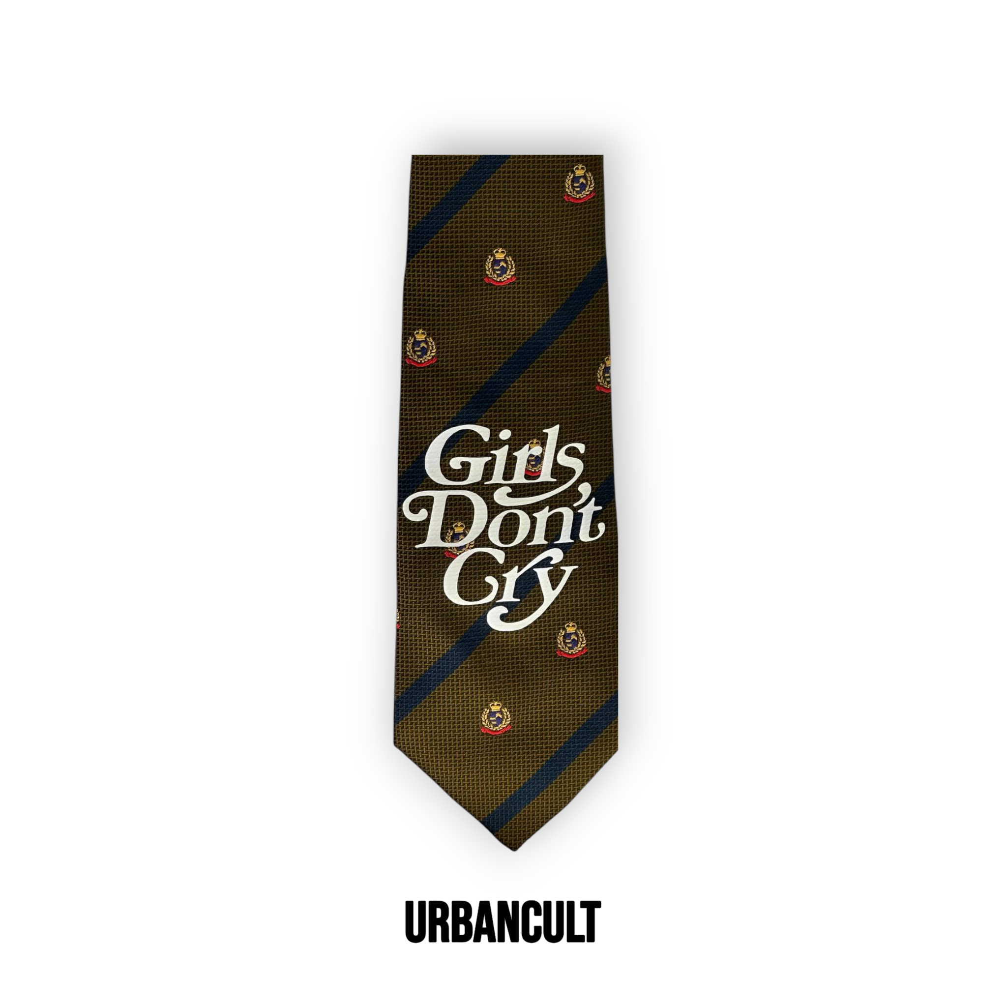 Cravatta Vintage Custom "Girls Don't Cry" Fantasia Stemmi Reali - Marrone - Urban Cult