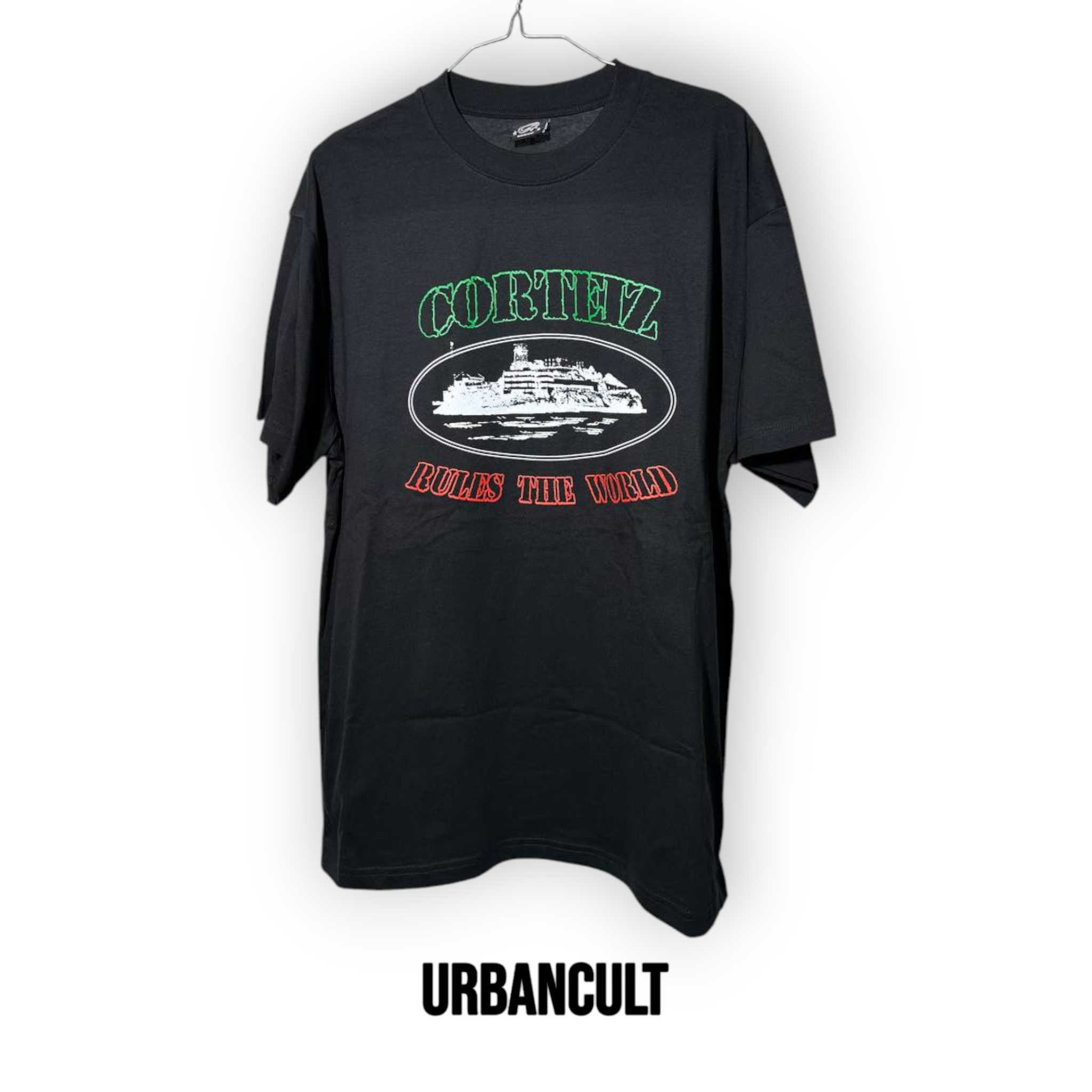 T-shirt Corteiz OG Alcatraz Italia Rules the world - Nera - Urban Cult