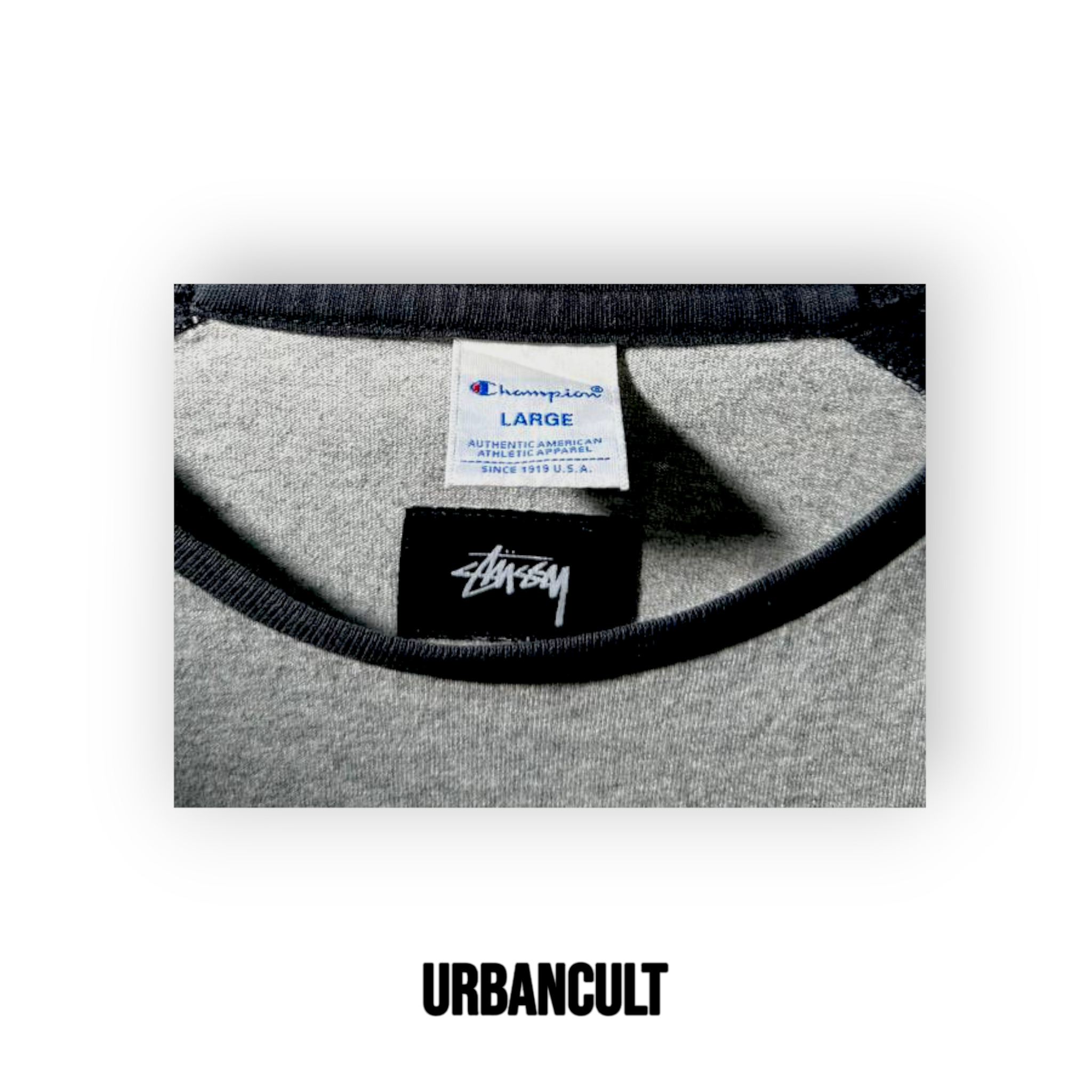 Stüssy x Champion Maniche a 3/4 - Grigia/Blu - Urban Cult