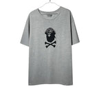 Urban Cult grey cotton t-shirt with BAPE Pirate Head logo and crossbones graphic, size XL.