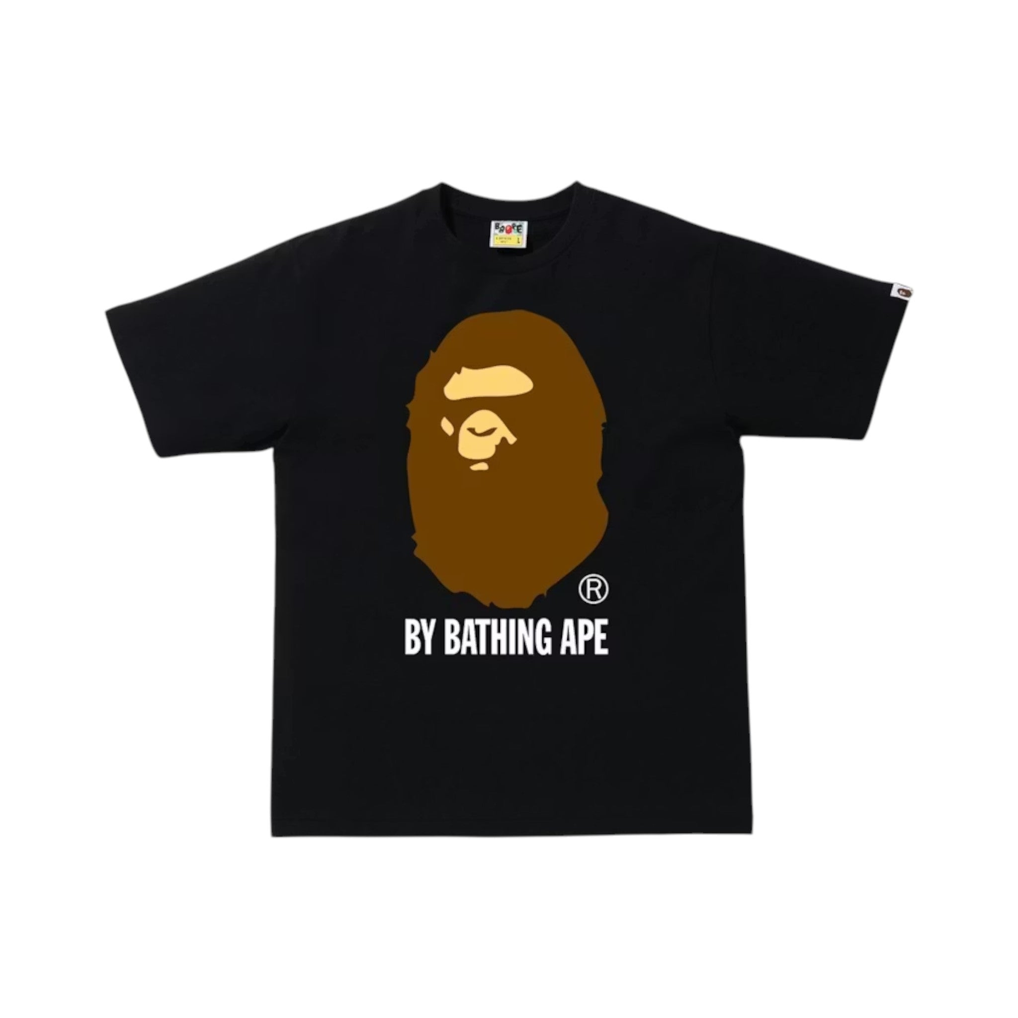 Urban Cult T-Shirt BAPE A Bathing Ape nera in cotone con logo Ape Head marrone e scritta bianca. Taglia L.