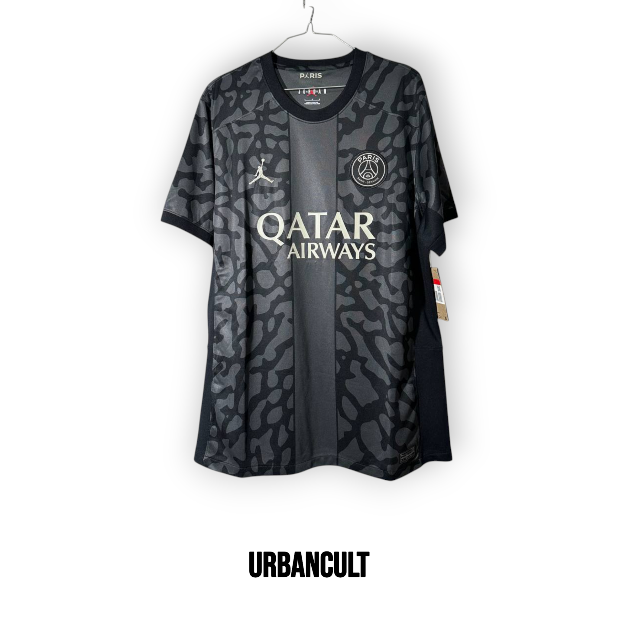 Maglia Ufficiale Jordan PSG (Paris Saint-Germain) 2023/2024 - Nero Grigio Camo "Elephant Print" - Urban Cult