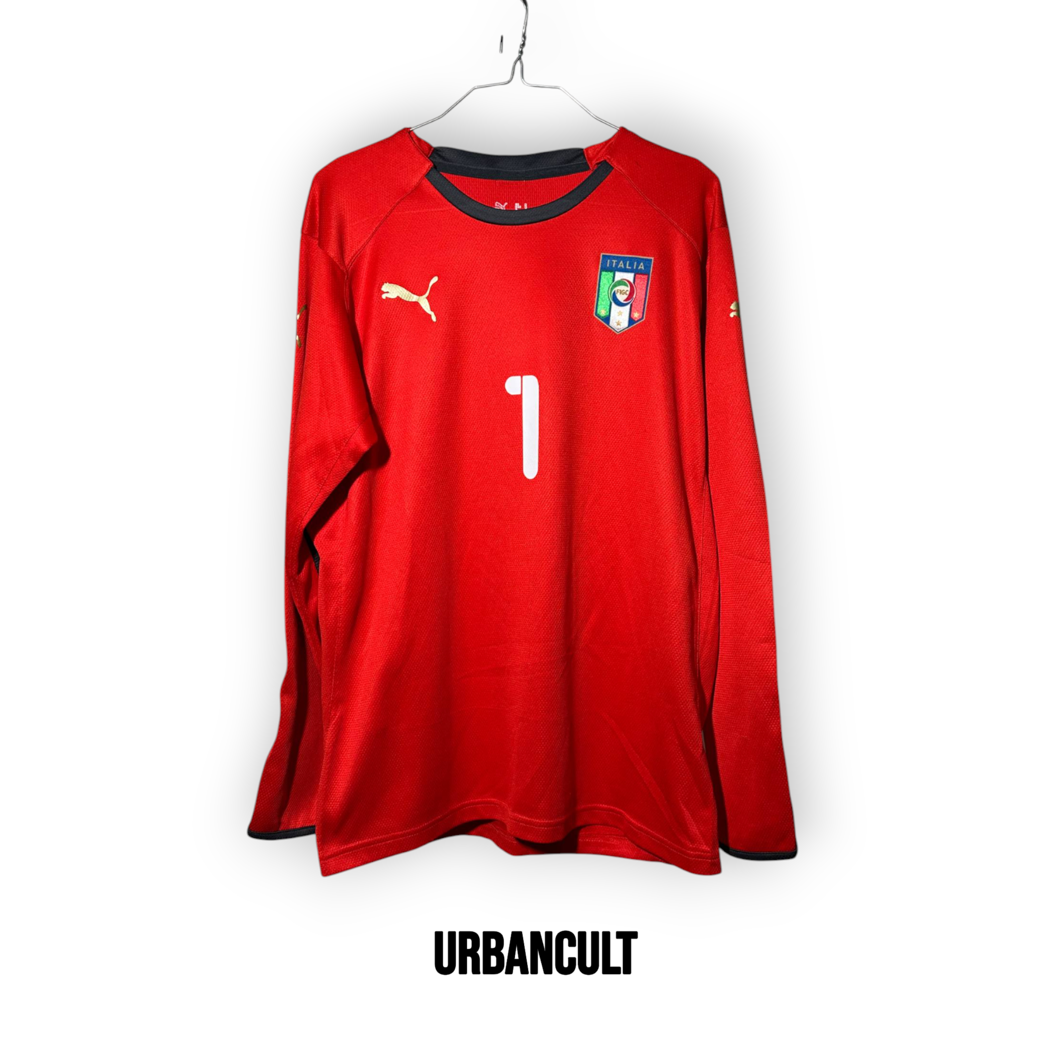Maglia Portiere Italia (Buffon #1) Maniche Lunghe - Rossa - Urban Cult