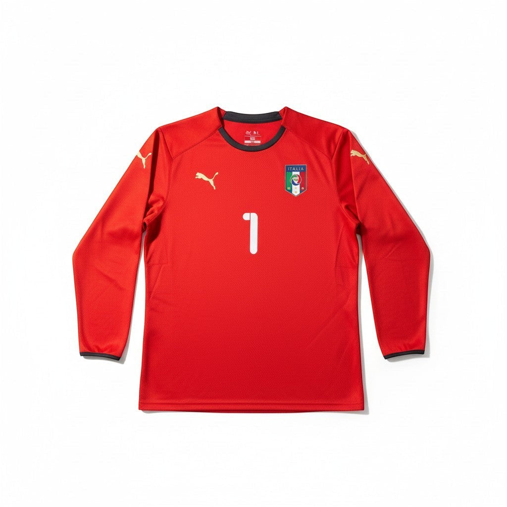 Maglia Portiere Italia (Buffon #1) Maniche Lunghe - Rossa - Urban Cult