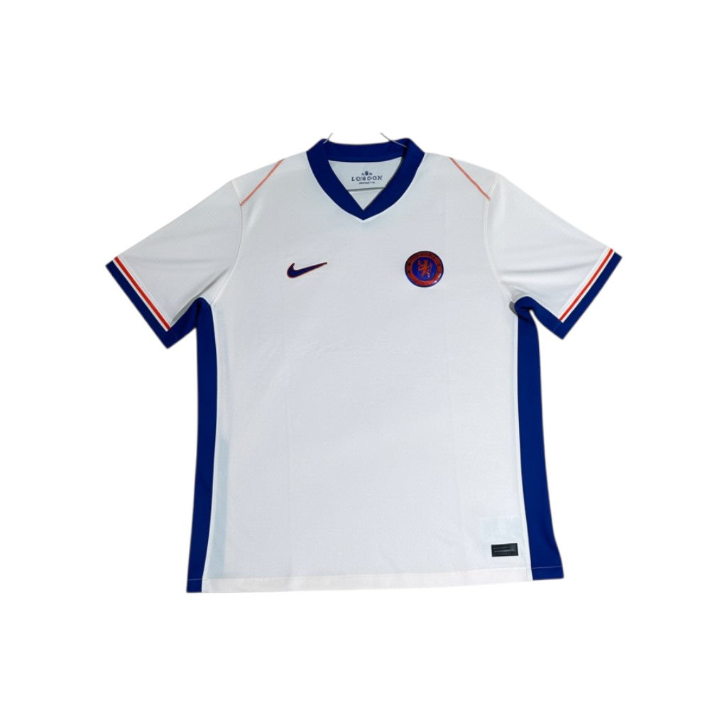 Urban Cult Chelsea FC 2024/2025 Away Jersey in white with blue and red trim. Nike logo and club crest visible. Size XL.
