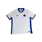 Urban Cult Chelsea FC 2024/2025 Away Jersey in white with blue and red trim. Nike logo and club crest visible. Size XL.