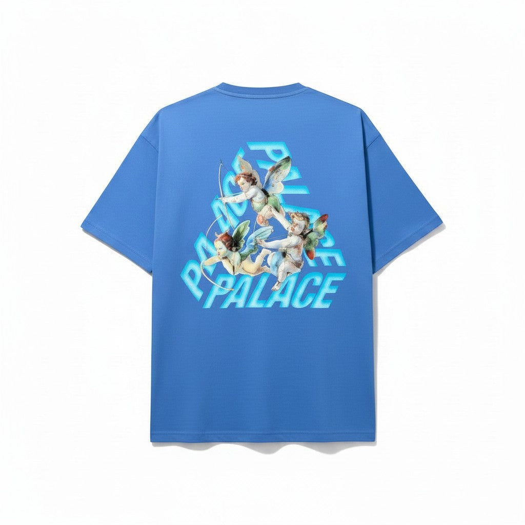 Urban Cult Ocean Blue cotton t-shirt with Cherub P3 graphic and Tri-Ferg logo on back and chest.