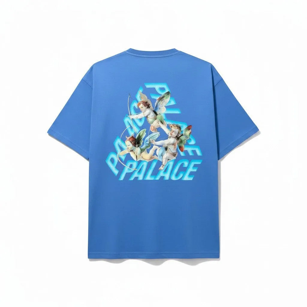 Urban Cult Ocean Blue cotton t-shirt with Cherub P3 graphic and Tri-Ferg logo on back and chest.