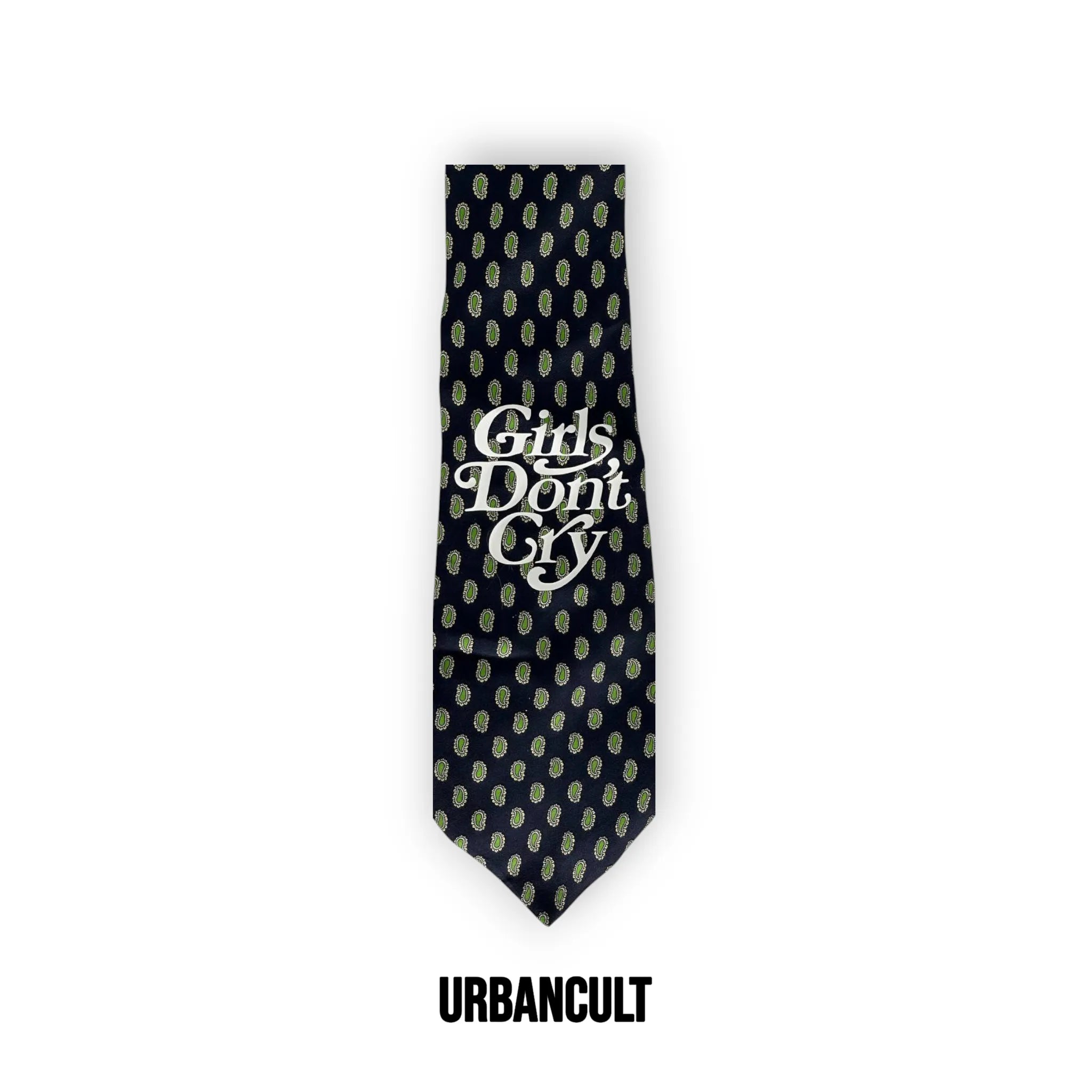 Cravatta Vintage Custom "Girls Don't Cry" Fantasia paisley - Verde/Nero - Urban Cult
