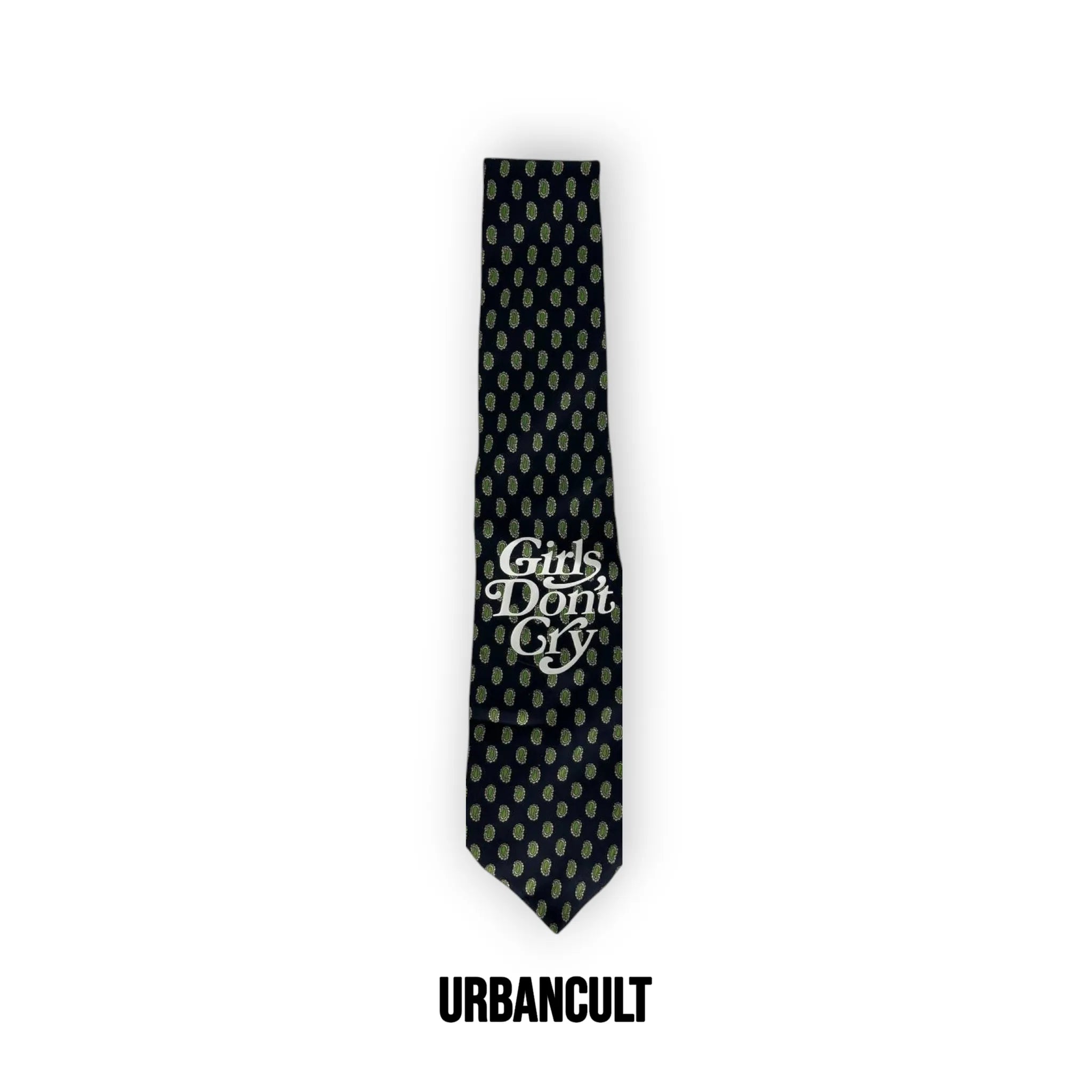Cravatta Vintage Custom "Girls Don't Cry" Fantasia paisley - Verde/Nero - Urban Cult