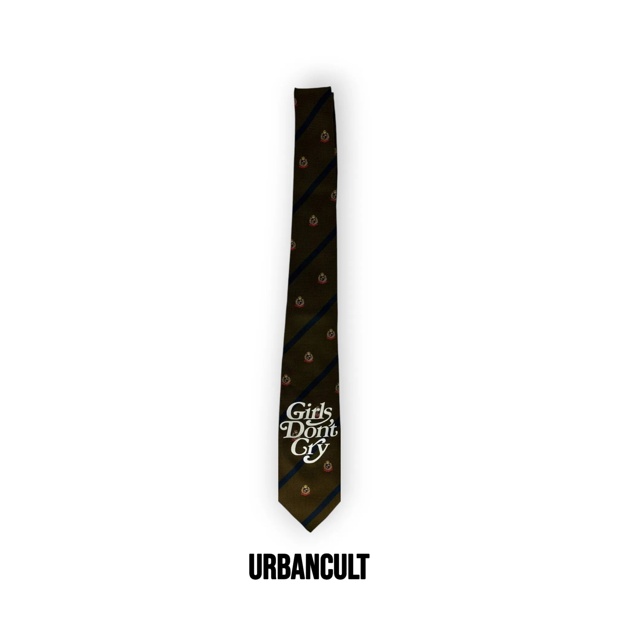 Cravatta Vintage Custom "Girls Don't Cry" Fantasia Stemmi Reali - Marrone - Urban Cult