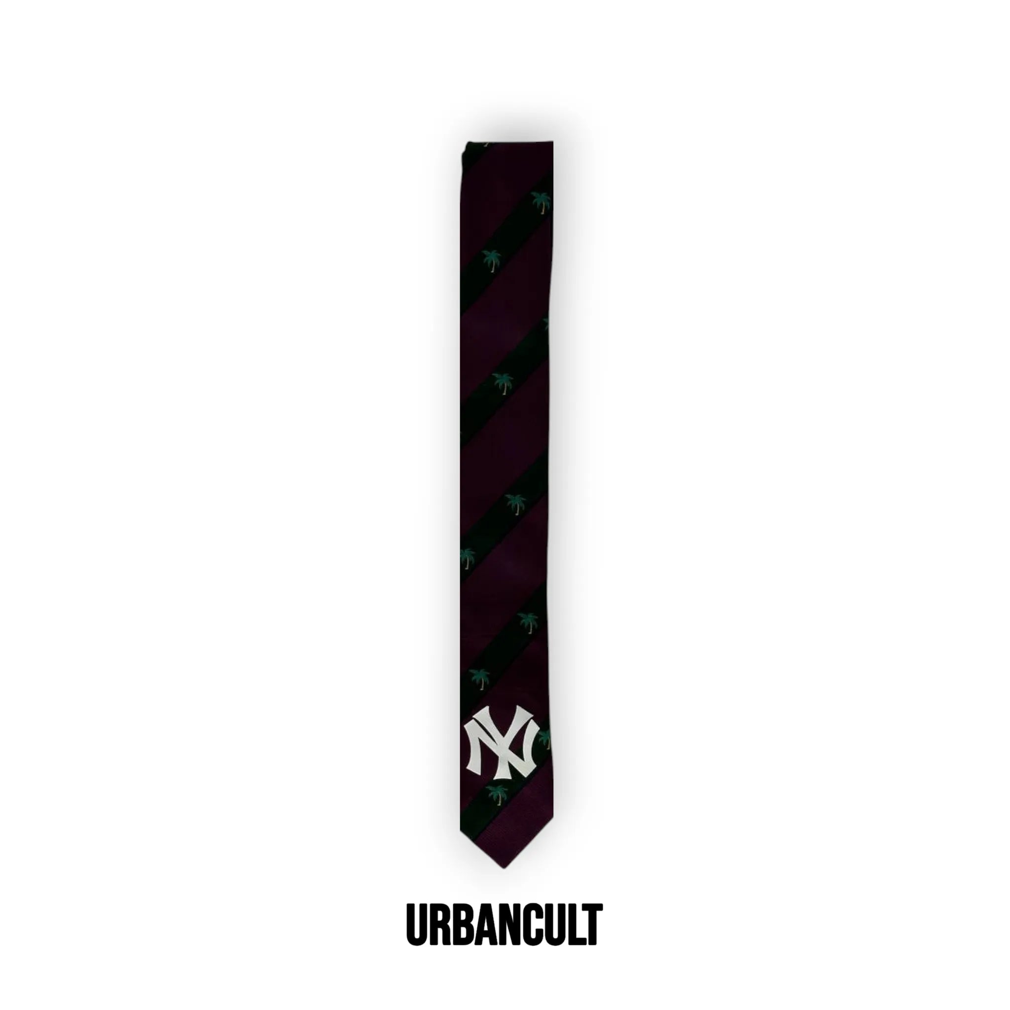 Cravatta Vintage Custom "New Era" fantasia palme - Vino/Nero - Urban Cult