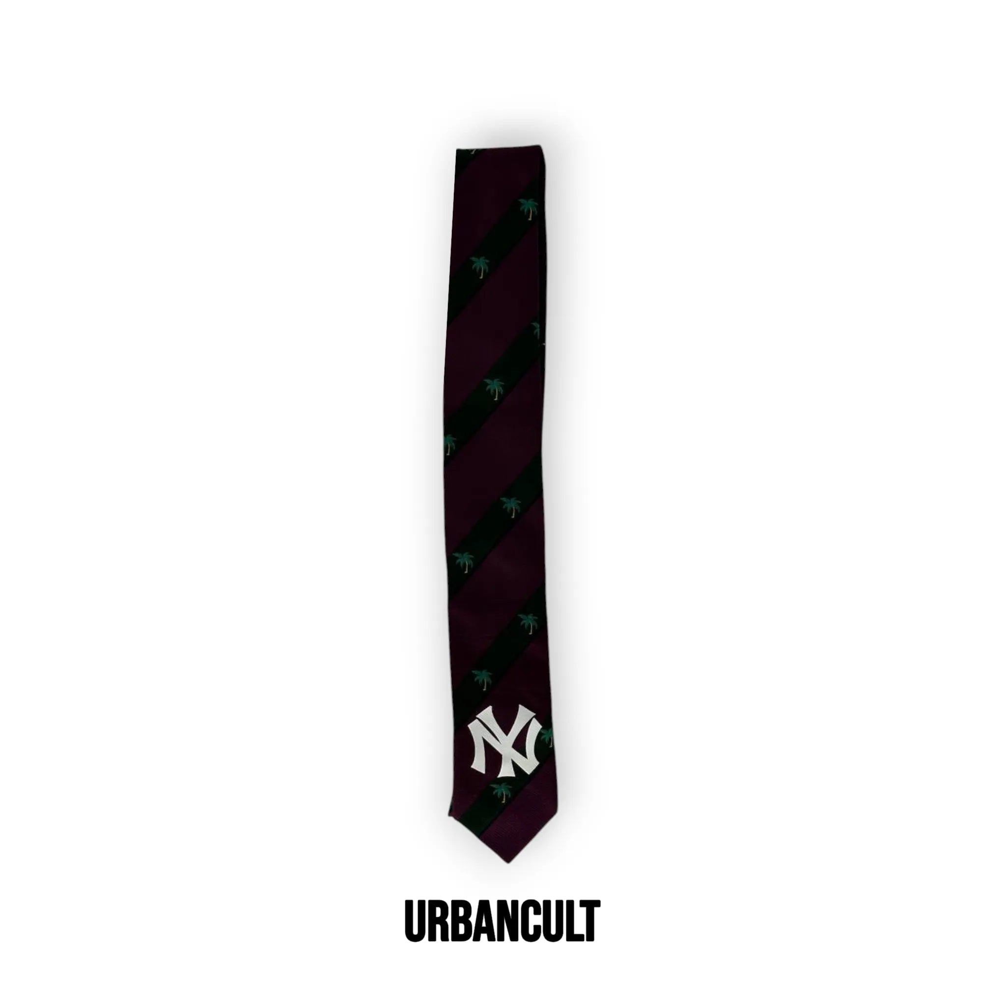 Cravatta Vintage Custom "New Era" fantasia palme - Vino/Nero - Urban Cult