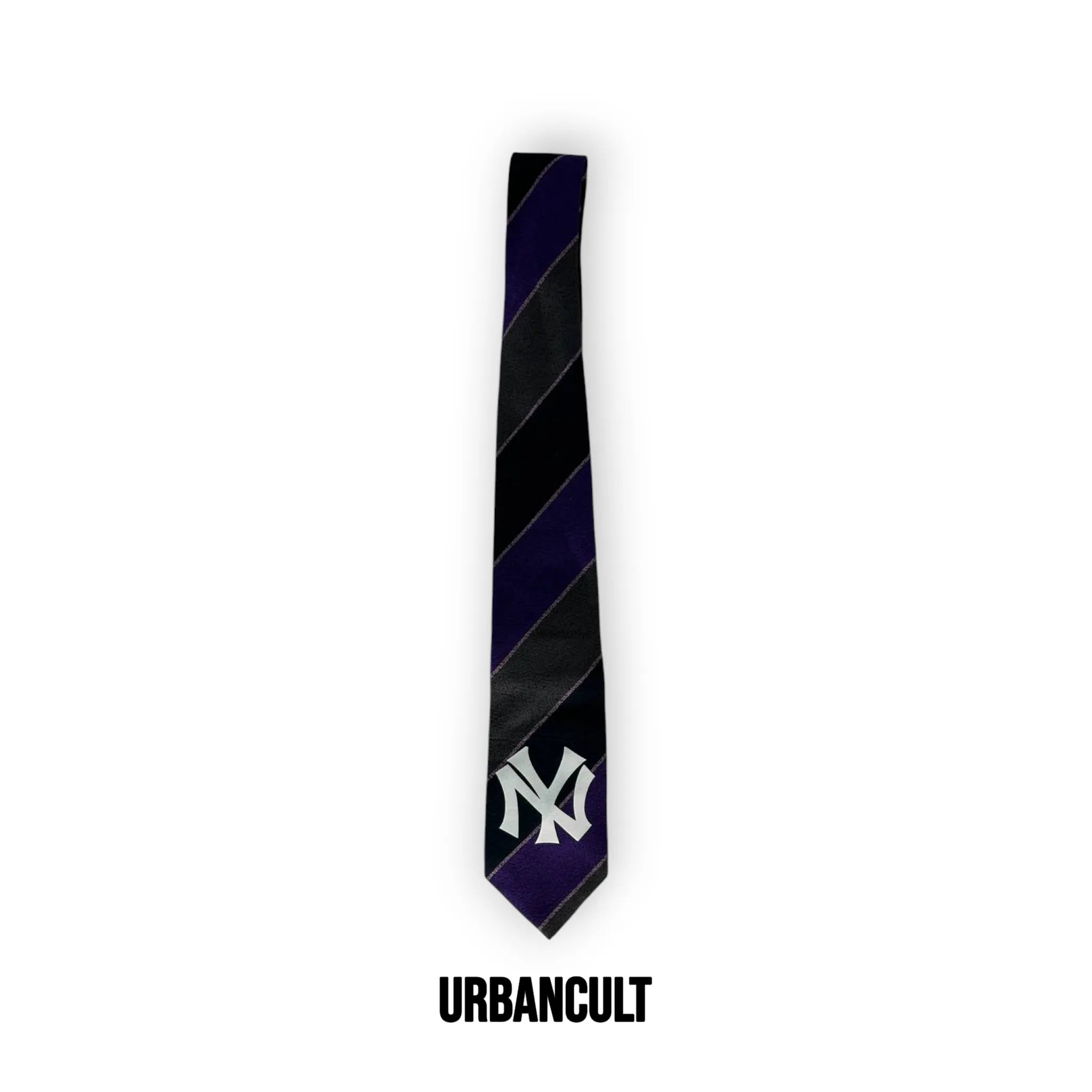 Cravatta Vintage Custom "New Era" Fantasia righe diagonali - Viola/Nere/Grigie - Urban Cult