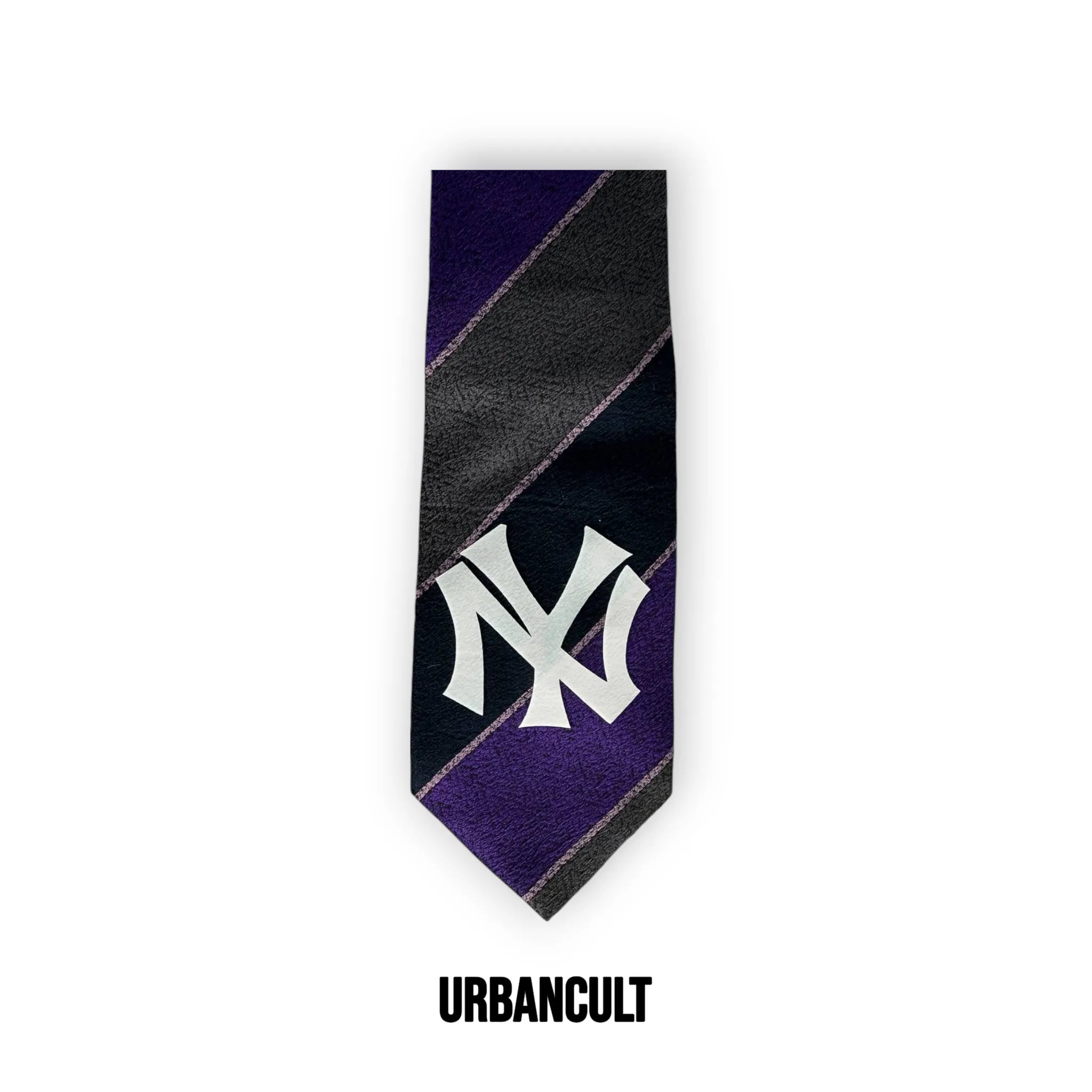 Cravatta Vintage Custom "New Era" Fantasia righe diagonali - Viola/Nere/Grigie - Urban Cult