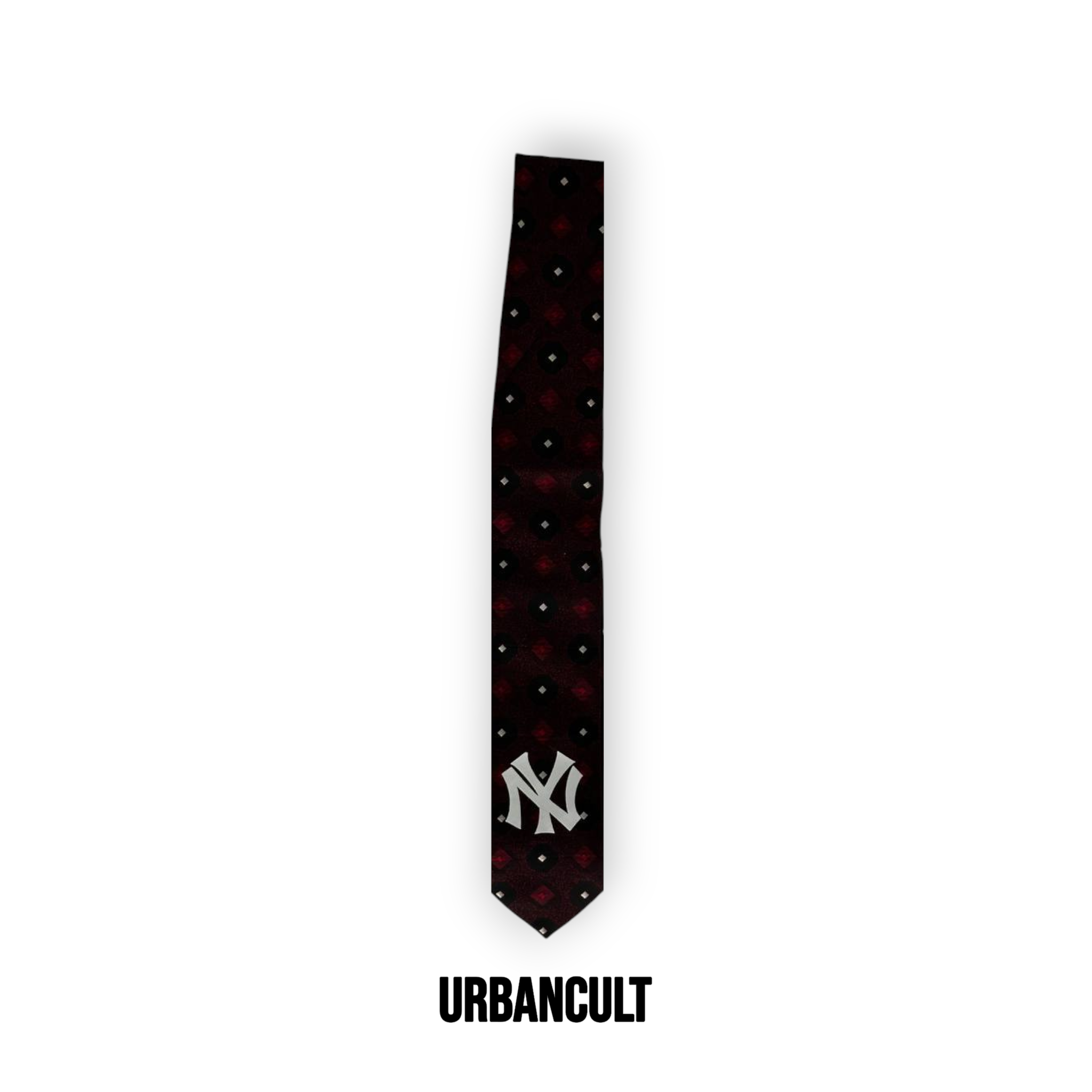 Cravatta Vintage Custom "New Era" fantasia rombi e cerchi - Bianco/Rosso/Nero - Urban Cult