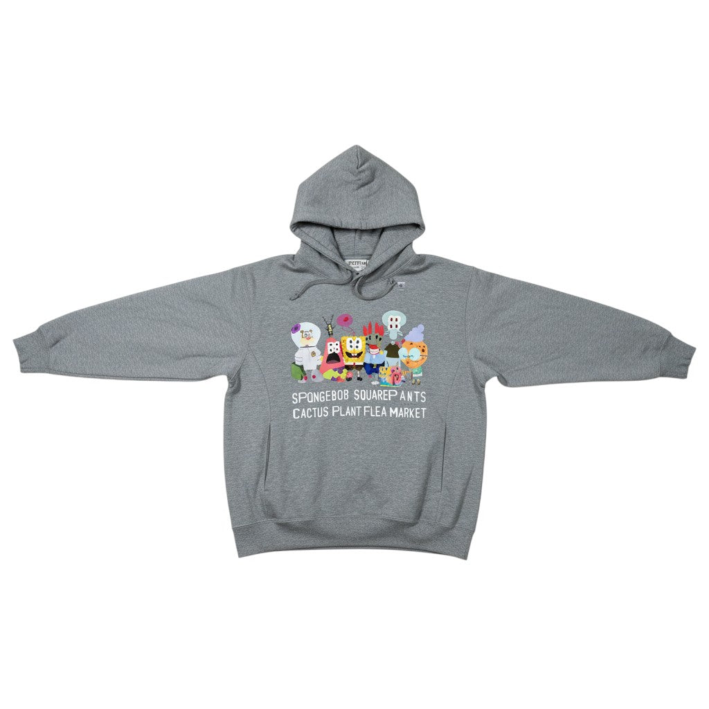Urban Cult Felpa con cappuccio grigia in cotone con stampa SpongeBob e CPFM, taglia M.