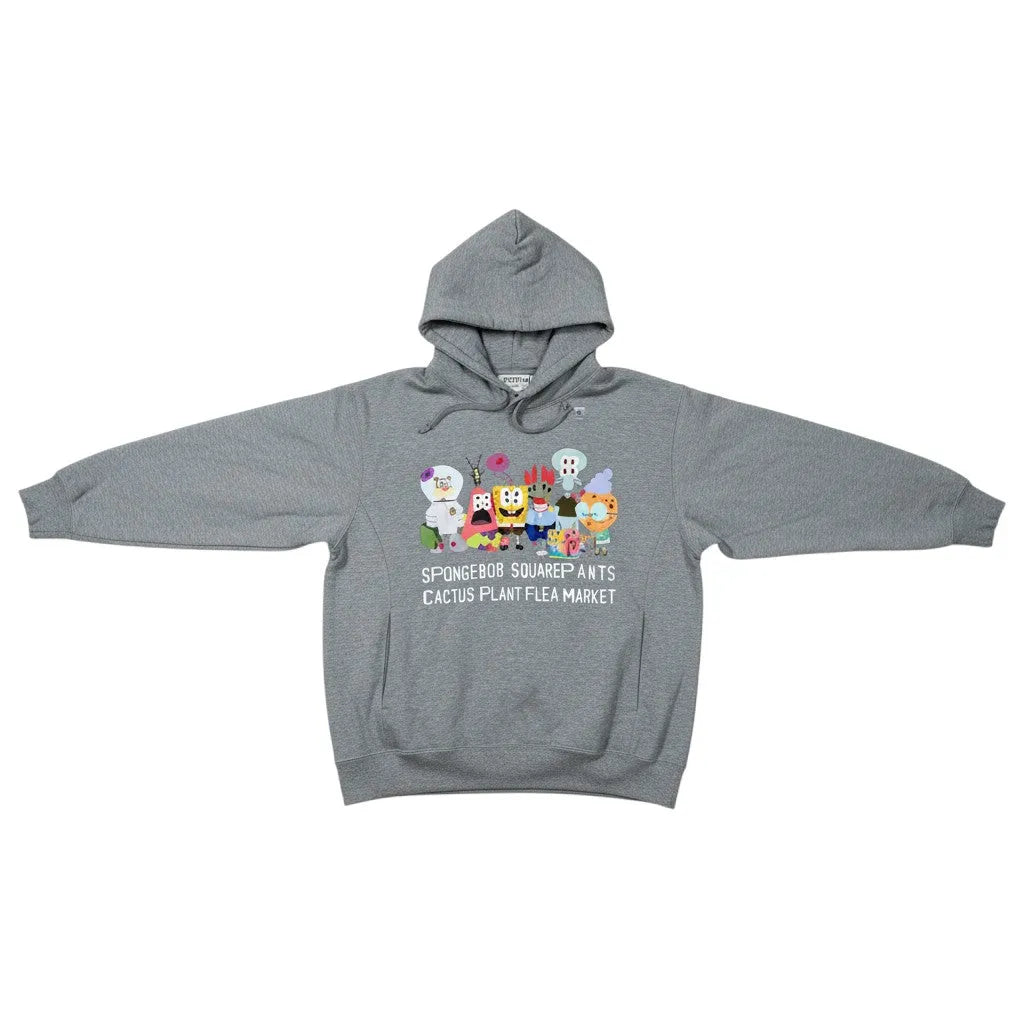 Urban Cult Felpa con cappuccio grigia in cotone con stampa SpongeBob e CPFM, taglia M.