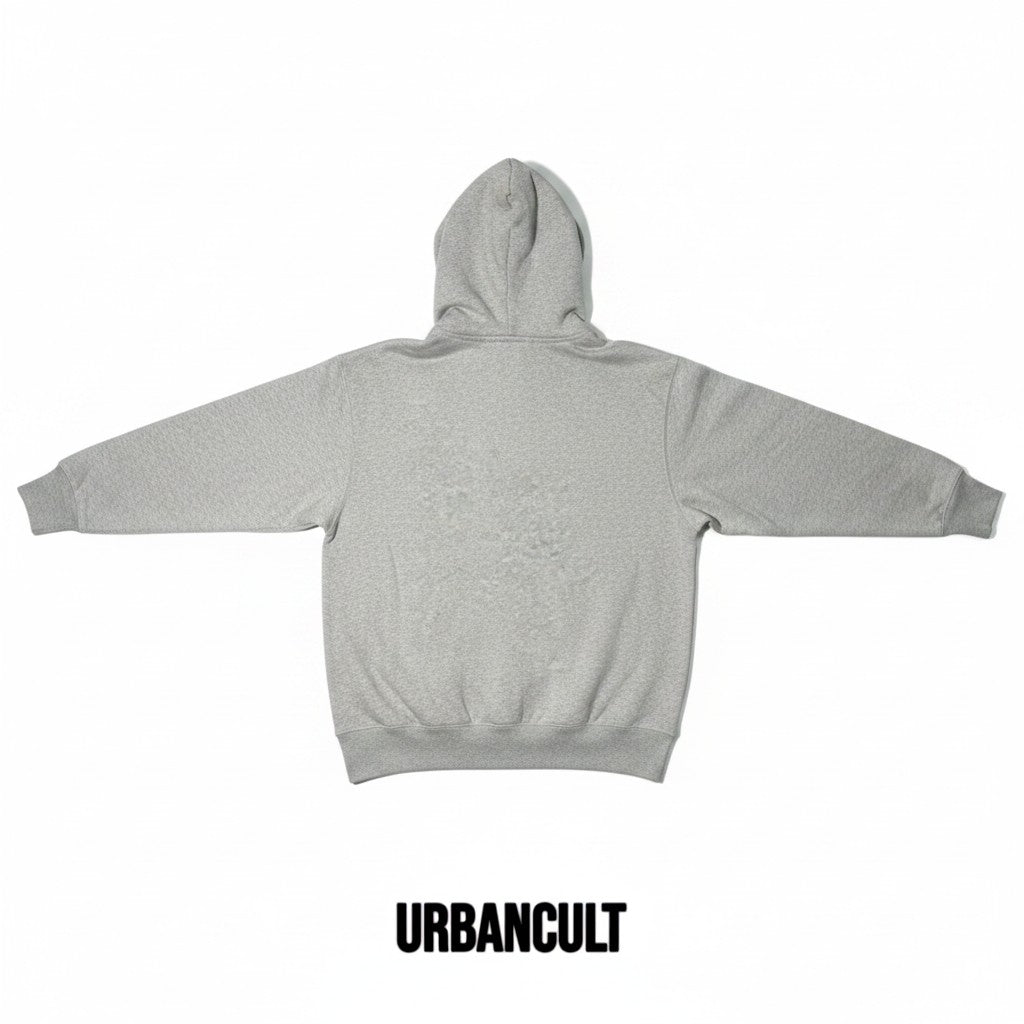 Felpa con cappuccio grigia Jordan x Undefeated in cotone, taglia S. Dettaglio logo sul fondo.