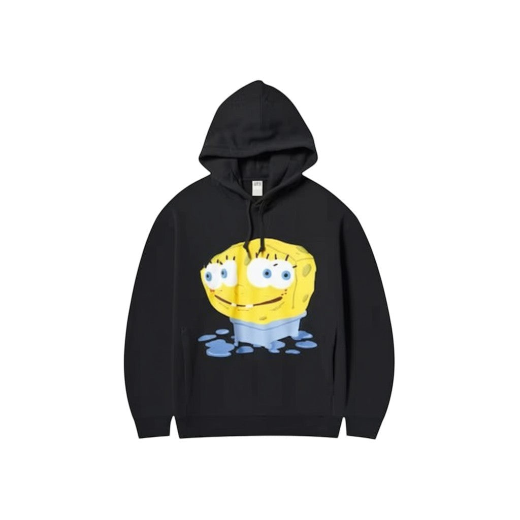 Felpa nera con cappuccio Urban Cult x CPFM SpongeBob, in misto cotone/poliestere, con grafica SpongeBob in vasca sul fronte.