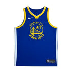 Urban Cult Golden State Warriors Stephen Curry #30 blue Nike basketball jersey, size XXL. Features team logo and Nike branding.