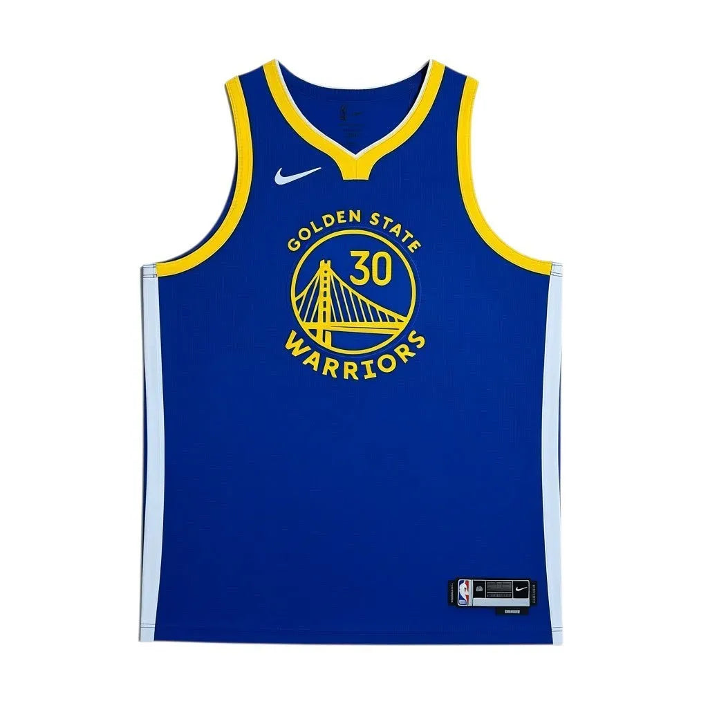 Urban Cult Golden State Warriors Stephen Curry #30 blue Nike basketball jersey, size XXL. Features team logo and Nike branding.