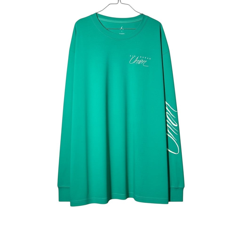 T-Shirt a maniche lunghe Jordan x Union LA verde cinetico in cotone con logo Union sul petto e sulla manica.