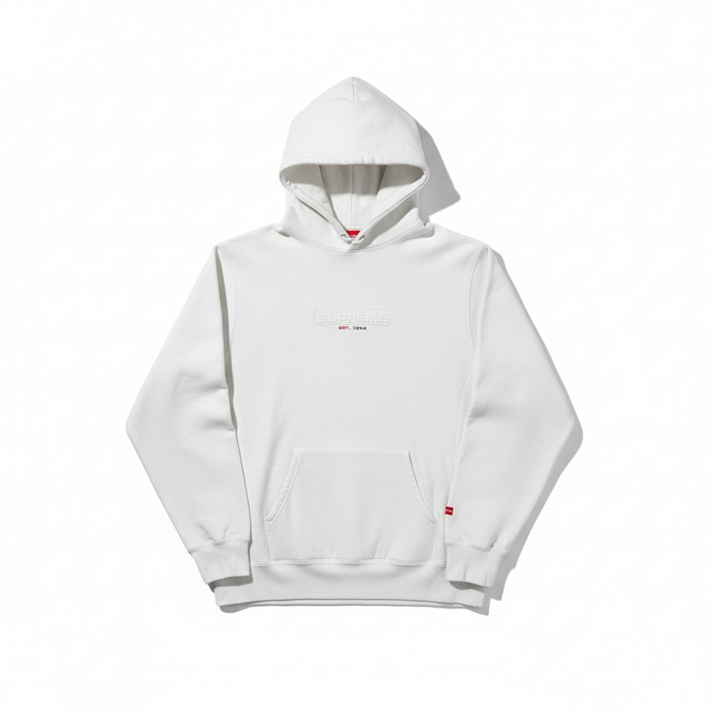 Supreme Embossed Box Logo Hoodie - Bianca - Urban Cult