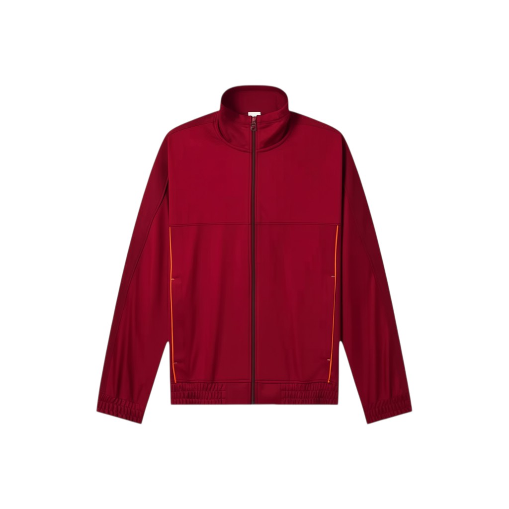 Urban Cult Nike x Martine Rose Giacca Sportiva Rosso Scuro in tessuto tecnico con zip frontale e colletto alto.