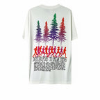 Urban Cult T-shirt Nike x Stüssy 'Douglas Firs to Palm Trees' bianca con grafica multicolor di corridori e alberi