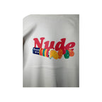 Urban Cult Nude Project Chérie Hoodie in Marshmallow cream cotton with colourful graphic print. Relaxed fit.