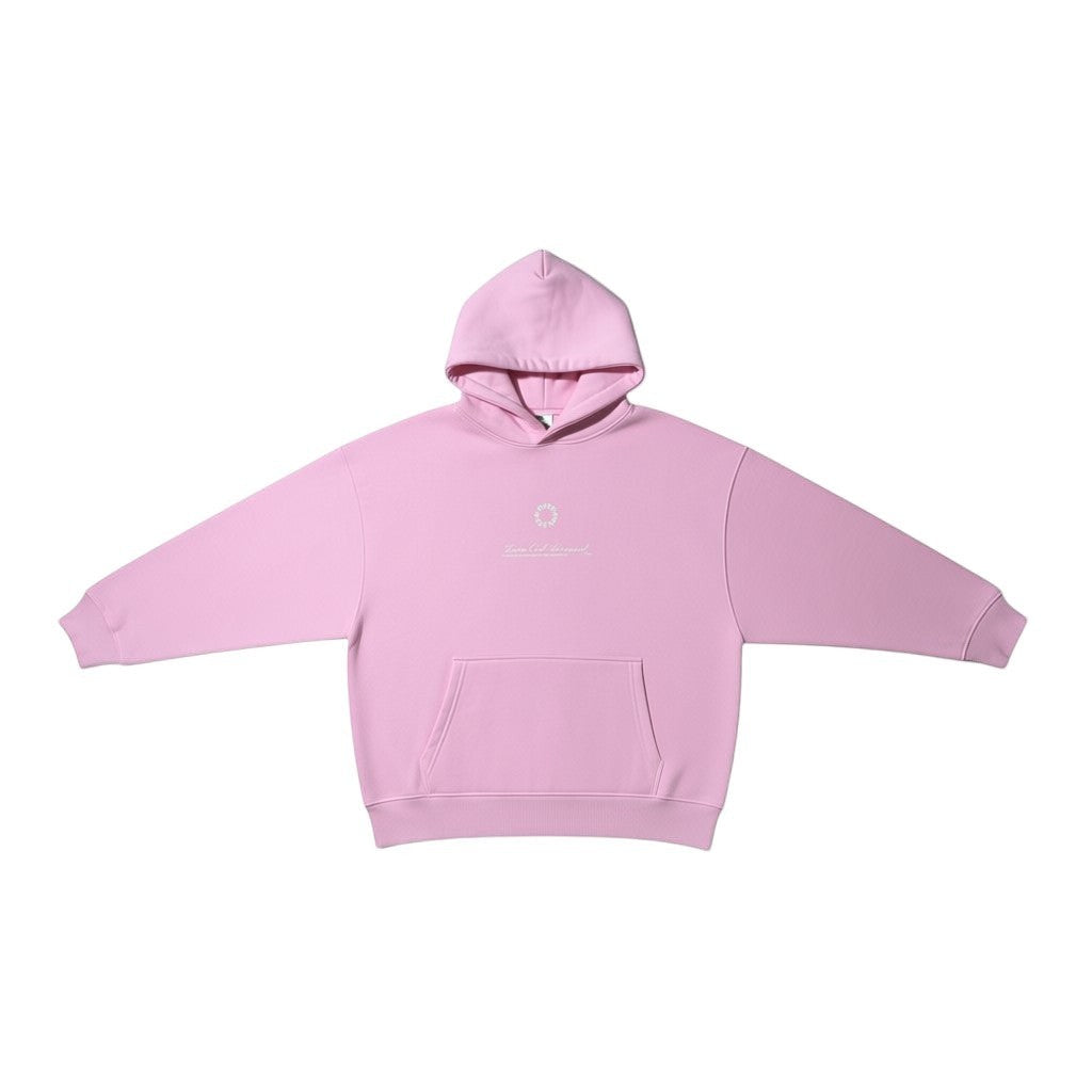 Urban Cult Nude Project Virginity Hoodie rosa in cotone con grafica ricamata sul petto e tasca a marsupio.