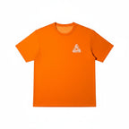 Urban Cult orange t-shirt with white Palace logo on the chest. Short sleeves, crew neck.