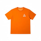 Urban Cult orange t-shirt with white Palace logo on the chest. Short sleeves, crew neck.