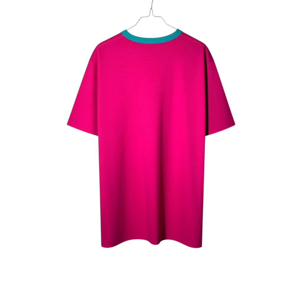 Urban Cult Palace Reverse Double Face T-shirt in magenta with aqua trim, size M. Cotton, reversible SS18 style.