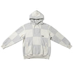 Urban Cult Felpa con cappuccio grigia e bianca a scacchi in cotone pesante, logo Palace ricamato, collezione SS21.