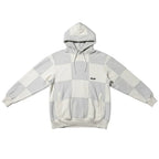 Urban Cult Felpa con cappuccio grigia e bianca a scacchi in cotone pesante, logo Palace ricamato, collezione SS21.