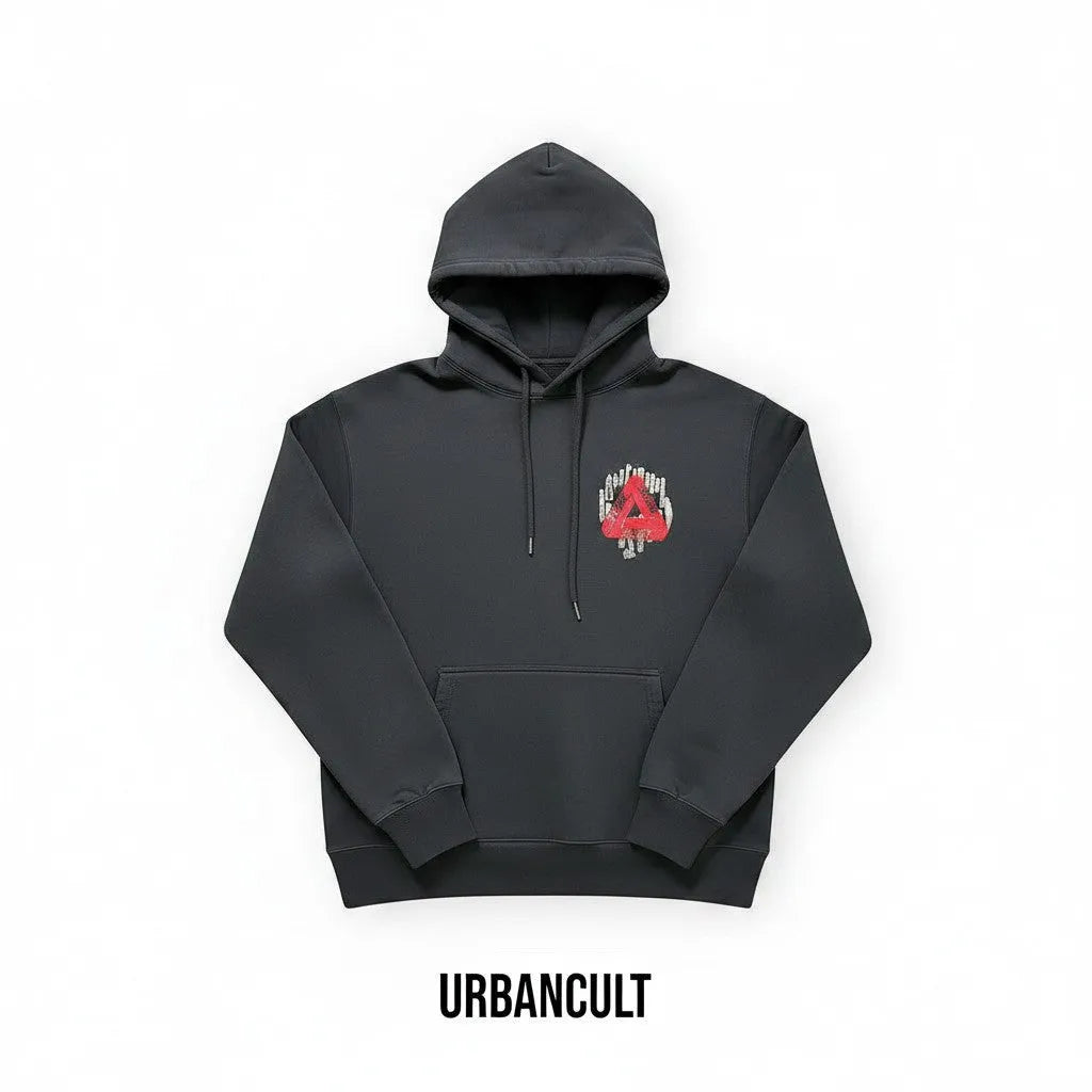 Felpa con cappuccio nera Palace Tri-Ferg Jheeze in cotone pesante con logo rosso e bianco sul petto. Vestibilità comoda.