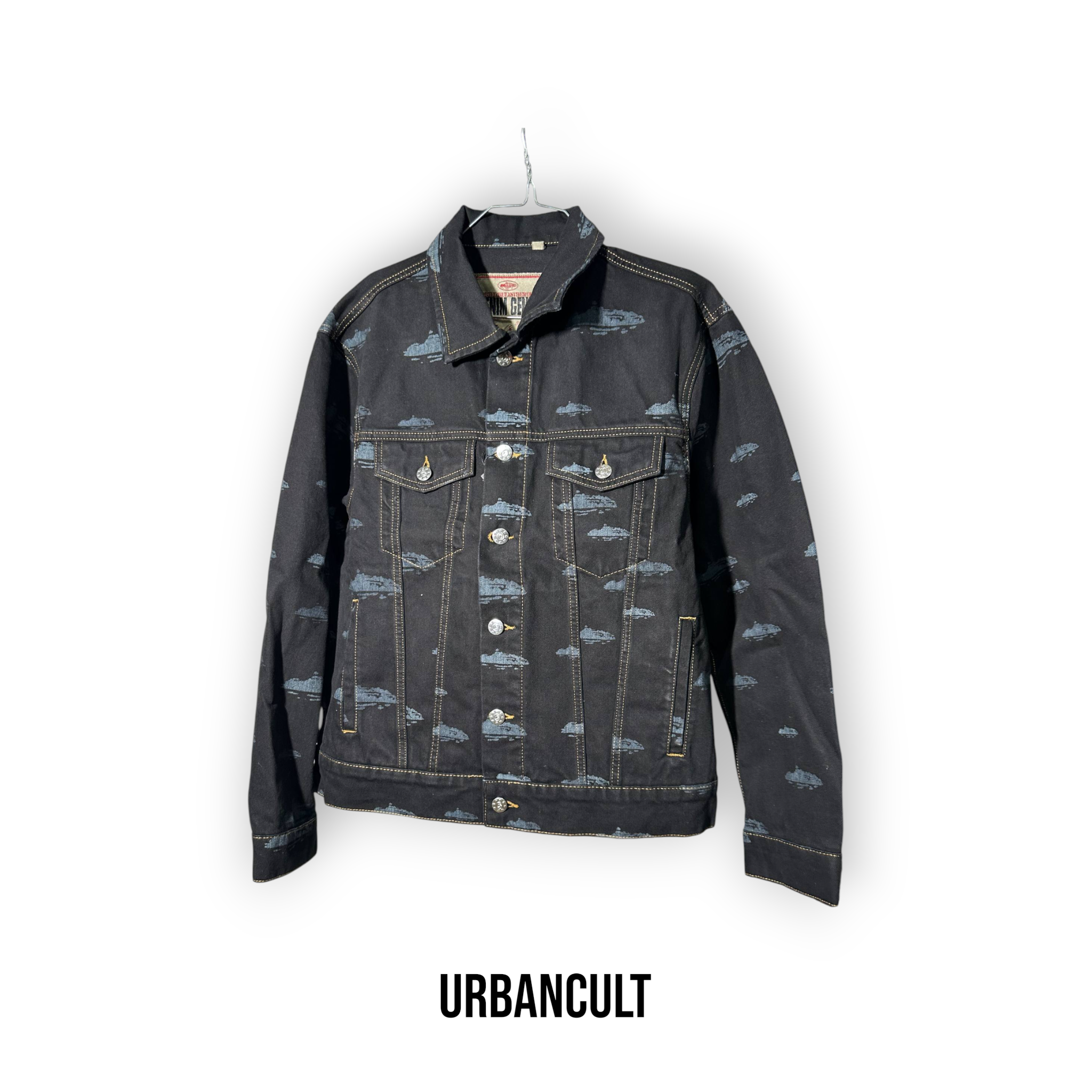 Corteiz Alcatraz Pattern Denim Jacket 'Black' - Urban Cult