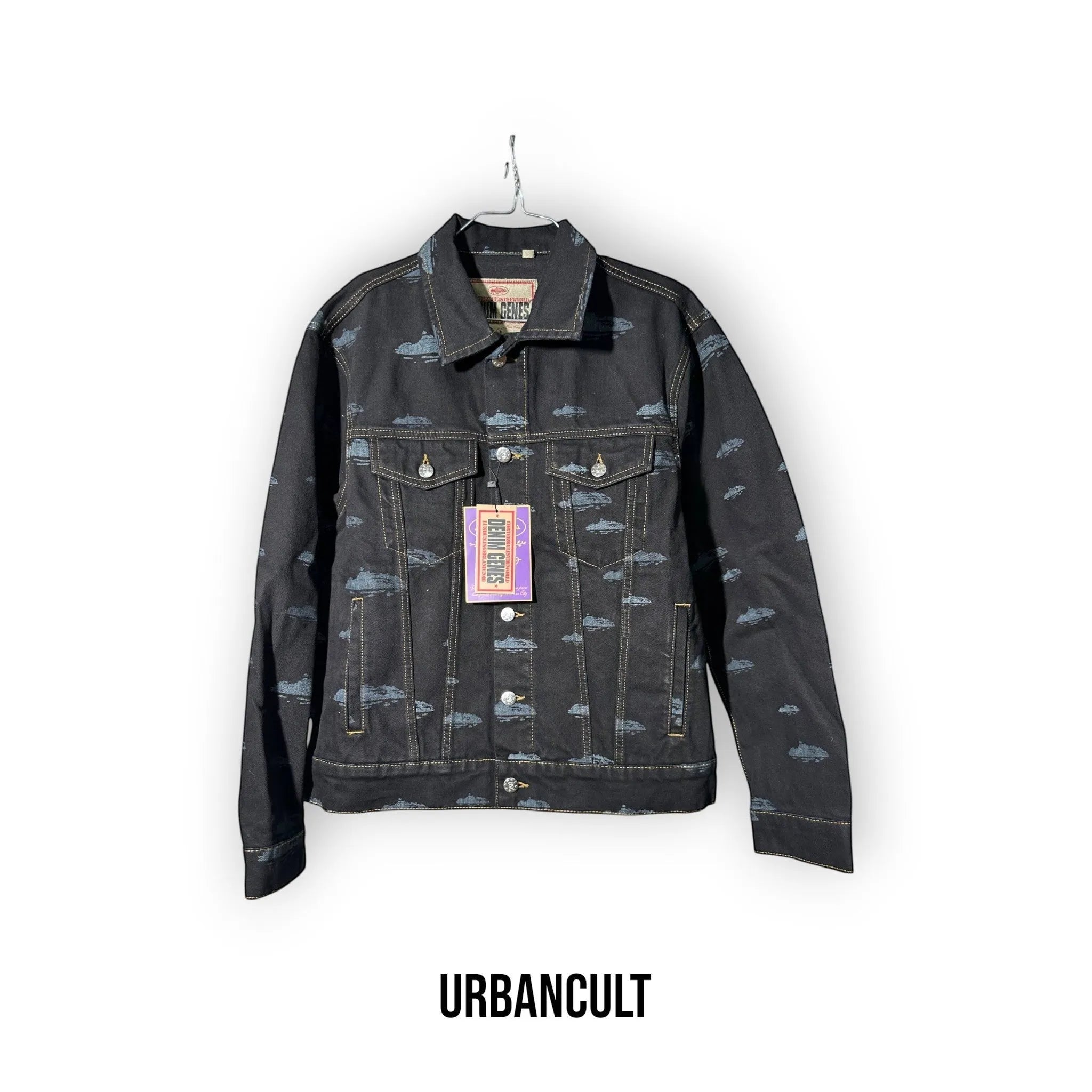 Corteiz Alcatraz Pattern Denim Jacket 'Black' - Urban Cult