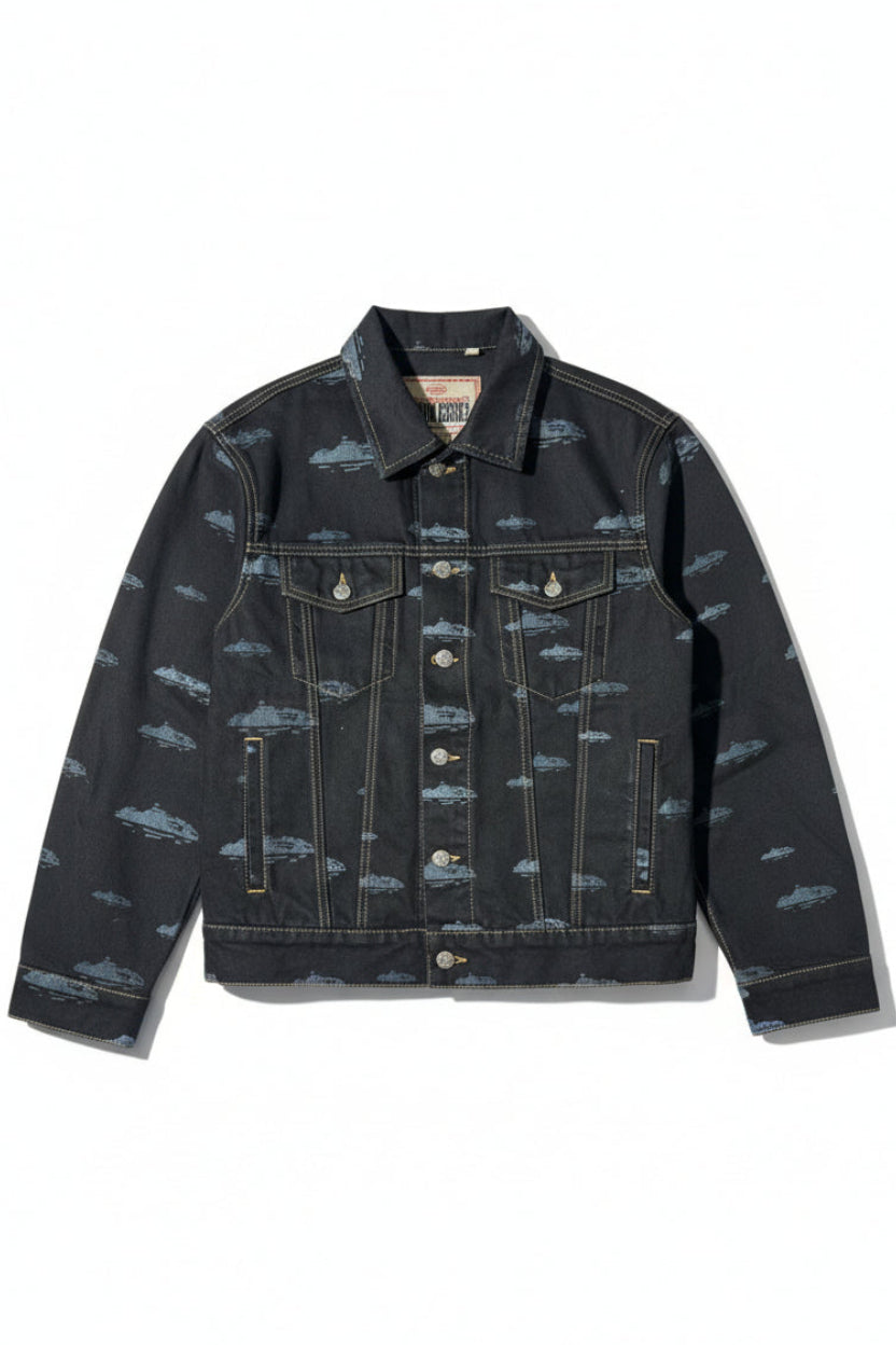 Corteiz Alcatraz Pattern Denim Jacket 'Black' - Urban Cult