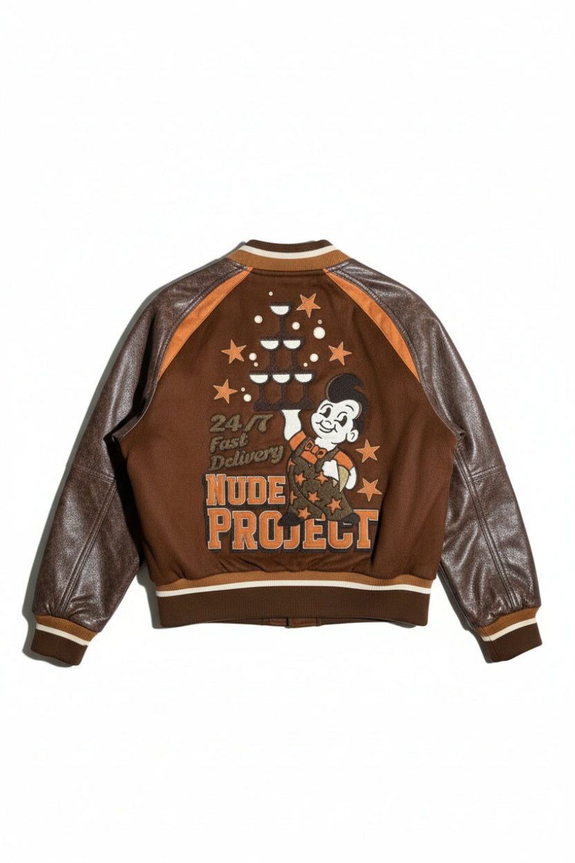 Nude Project '24/7 Fast Delivery' Varsity Jacket - Urban Cult