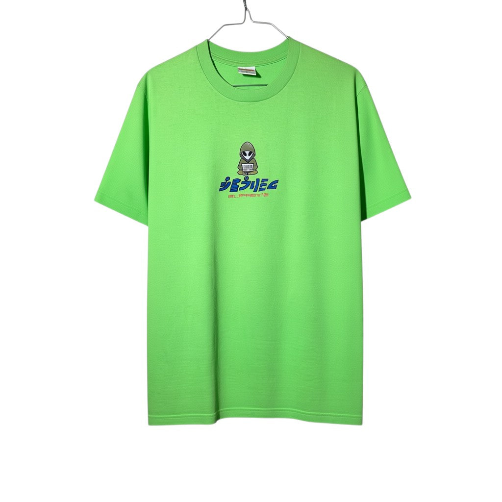 Urban Cult Supreme Alien T-shirt verde lime in cotone, taglia S, con stampa grafica di un alieno.
