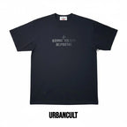 Urban Cult black cotton t-shirt, Supreme x Stone Island SS22 collaboration, size M, with embossed logo.