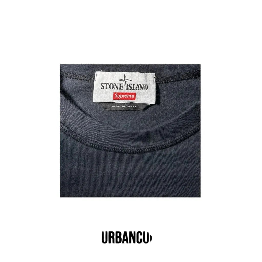 Urban Cult black cotton t-shirt, Supreme x Stone Island SS22 collaboration, size M, made in Italy