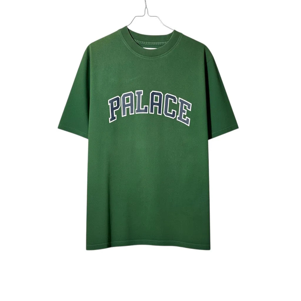 Urban Cult T-shirt verde in cotone pesante con logo "PALACE" sul petto, taglia M.